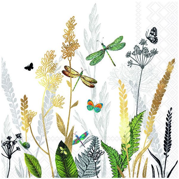 Servietten Format: 33 x 33 cm 3-lagig 20 Servietten Ornamental Flowers White Blumen