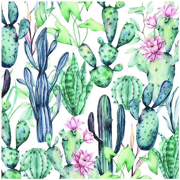 Servietten Lunch Napkin Lunch Format: 33 x 33 cm 3-lagig 20 Servietten Watercolour Cacti Wasserfarben Kaktus