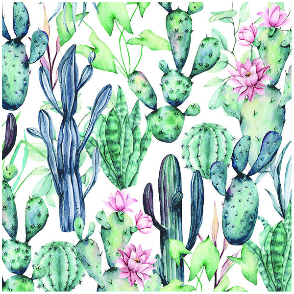 Servietten Lunch Napkin Lunch Format: 33 x 33 cm 3-lagig 20 Servietten Watercolour Cacti Wasserfarben Kaktus