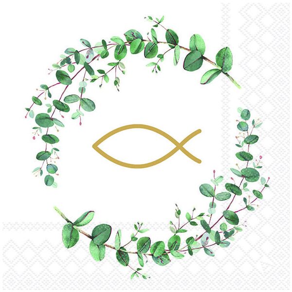Kommunion Servietten 33 x 33 cm 3-lagig 20 Servietten Communion Branches White Äste weiss
