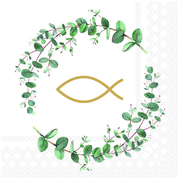 Kommunion Servietten 33 x 33 cm 3-lagig 20 Servietten Communion Branches White Äste weiss