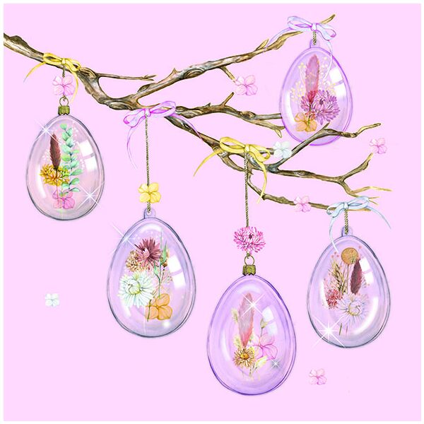 Servietten Lunch Glass Eier rosa Ostern Glass Eggs Rose 33x33cm 20 Servietten