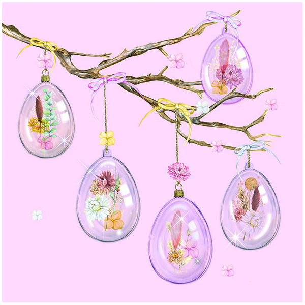 Servietten Lunch Glass Eier rosa Ostern Glass Eggs Rose 33x33cm 20 Servietten