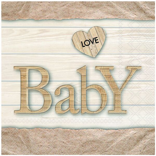 Geburt Baby Servietten Lunch 33 x 33 cm 3-lagig 20 Servietten Baby Love Nature Baby Liebe unisex