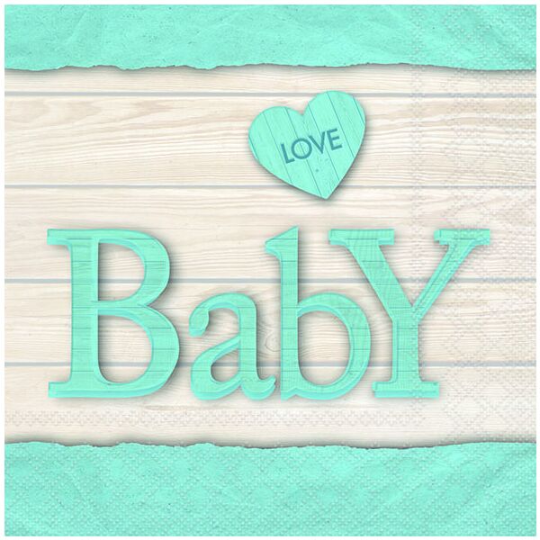 A Geburt Servietten Lunch 33 x 33 cm 3-lagig 20 Servietten Baby Love Boy Baby Liebe Junge