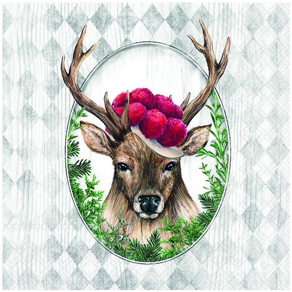 Servietten Lunch 33 x 33 cm 3-lagig 20 Servietten Deer In Frame Hirsch in Rahmen
