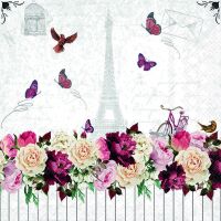 Servietten Lunch Eiffelturm Aussicht mit Blumen und...