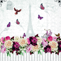 Servietten Lunch Eiffelturm Aussicht mit Blumen und...