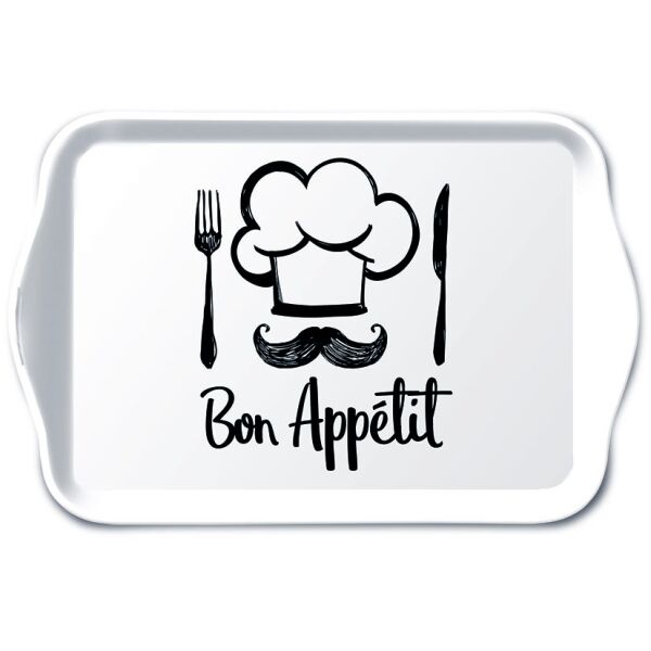 A Tray Melamine Tablett 13 x 21 cm Chef White Guten Appetit weiss