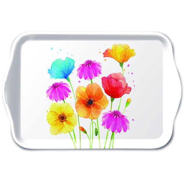 Tray Melamine – Tablett – 13 x 21 cm - Colourful Summer Flowers – bunte Sommerblumen