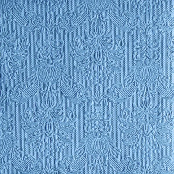 Serviette Dinner Format: 40 x 40 cm 3-lagig 15 Servietten Elegance Jeans Blue Jeansblau mit Prägung