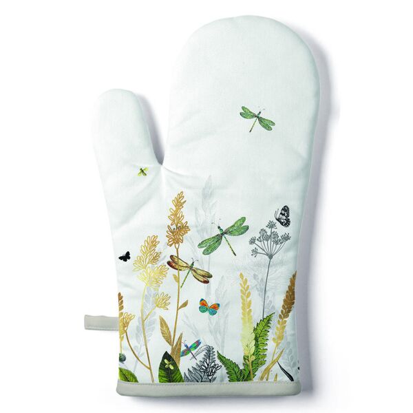 A Ofenhandschuh 18 x 30 cm Ornamental Flowers White Blumen weiss