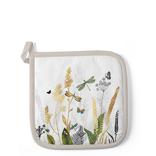 Topflappen – Format: 20 x 20 cm – 1 Topflappen pro Packung - Ornamental Flowers White - Blumen weiss