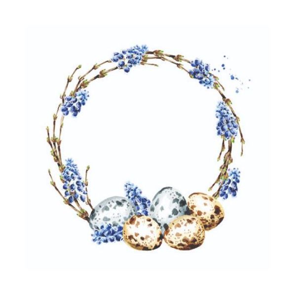 Ostern Cocktail Servietten 25 x 25 cm 3-lagig 20 Servietten Muscari Wreath Osterkranz