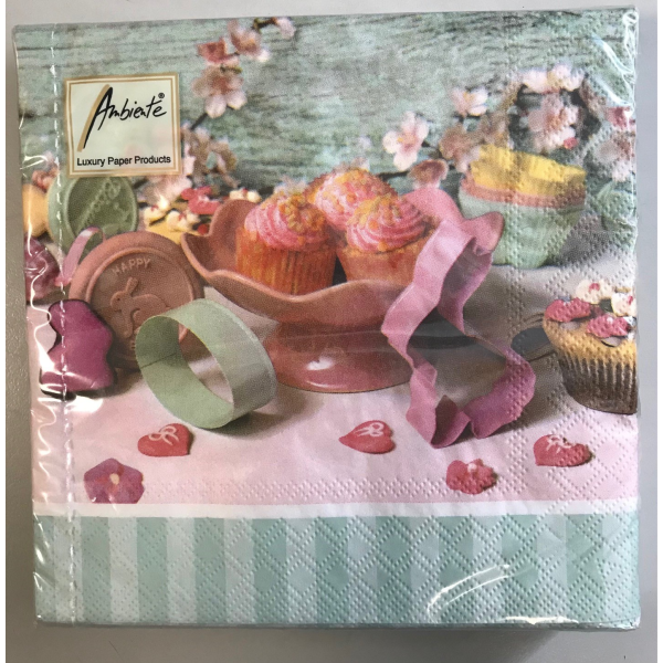 A Ostern Servietten Lunch Napkin Lunch Format: 33 x 33 cm 3-lagig 20 Servietten Easter Bakery Green FSC Mix Osterbäckerei grün