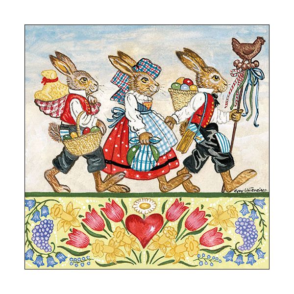 A Ostern Servietten Lunch Napkin Lunch Format: 33 x 33 cm 3-lagig 20 Servietten Three Rabbits FSC Mix