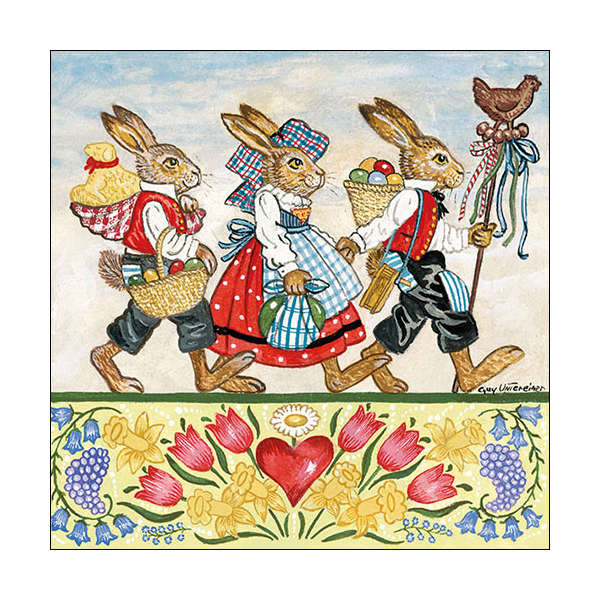 A Ostern Servietten Lunch Napkin Lunch Format: 33 x 33 cm 3-lagig 20 Servietten Three Rabbits FSC Mix