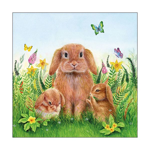 Ostern Servietten Lunch Napkin Lunch Format: 33 x 33 cm 3-lagig 20 Servietten Rabbit Family FSC Mix Hasenfamilie