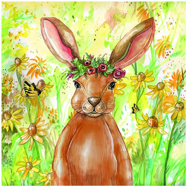 Ostern Servietten Lunch Napkin Lunch Format: 33 x 33 cm 3-lagig 20 Servietten Flower Bunny FSC Mix Blumenhase