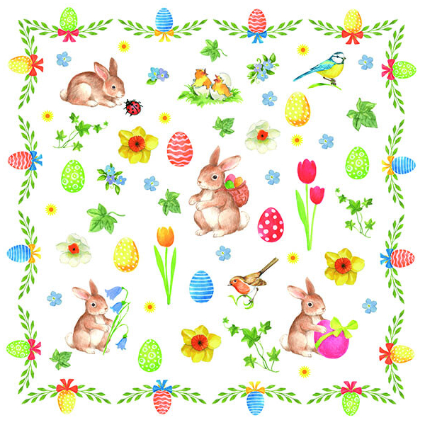 Tete A Tete Oster-Servietten – 20 Stück, 33 X 33 Cm, Dreilagiges Seidenpapier Mit Hasenmotiv, Für Tischdeko & Basteln