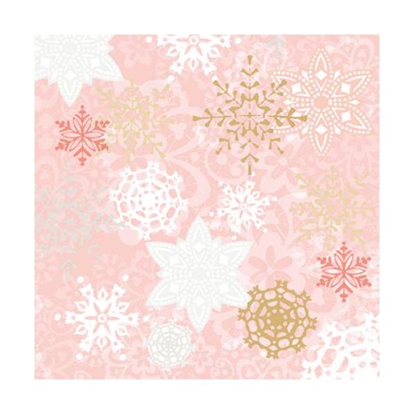 Servietten Weihnachten 25x25cm Sterne Schneeflocken rosa