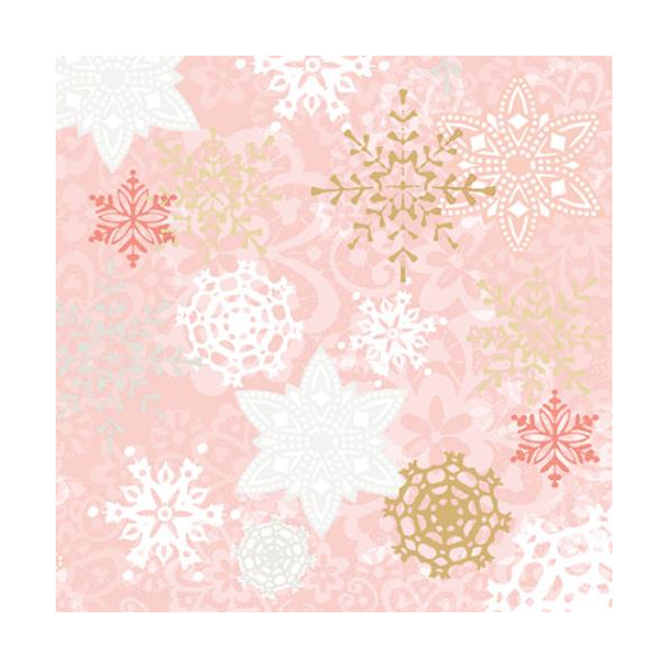 Servietten Weihnachten 25x25cm Sterne Schneeflocken rosa