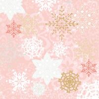 Servietten Weihnachten 25x25cm Sterne Schneeflocken rosa
