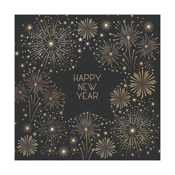 Silvester Neues Jahr Cocktail Servietten 25 x 25 cm 3-lagig 20 Servietten Golden New Year Neujahr gold