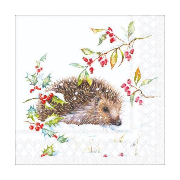 Weihnachten Cocktail Servietten 25 x 25 cm 3-lagig 20 Servietten Hedgehog In Winter Igel im Winter
