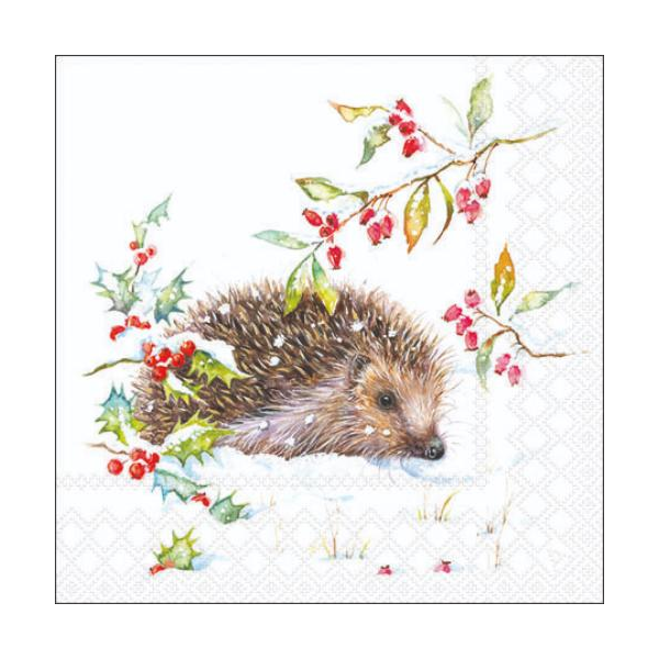 Weihnachten Cocktail Servietten 25 x 25 cm 3-lagig 20 Servietten Hedgehog In Winter Igel im Winter