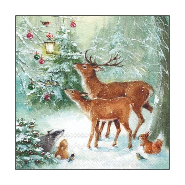 Weihnachten Cocktail Servietten 25 x 25 cm 3-lagig 15 Servietten Forest Celebration Waldfest