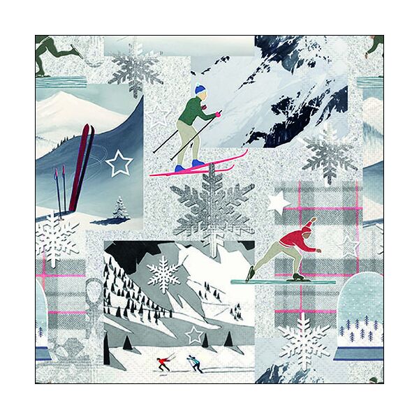 A Weihnachten Servietten Lunch 33 x 33 cm 3-lagig 20 Servietten Winter Sport Skifahren