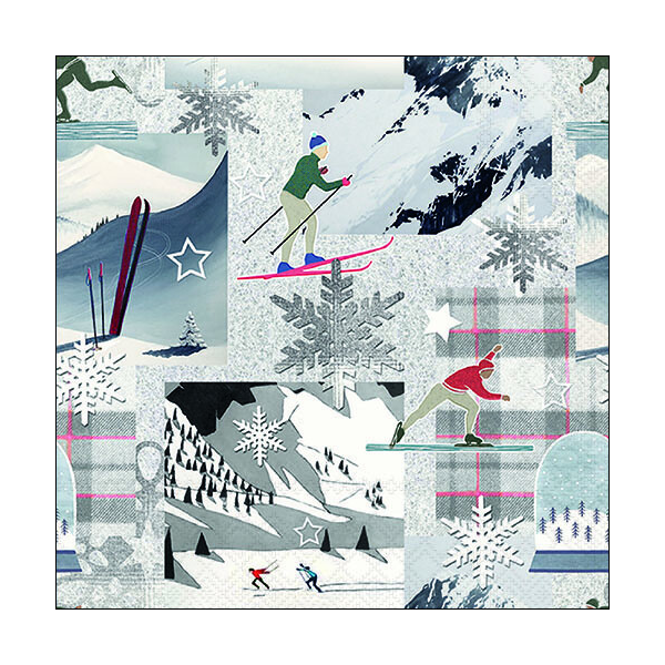 A Weihnachten Servietten Lunch 33 x 33 cm 3-lagig 20 Servietten Winter Sport Skifahren