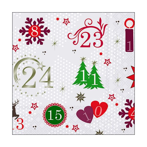 Weihnachten Servietten -33 x 33 cm 3-lagig 20 Servietten Adventskalender