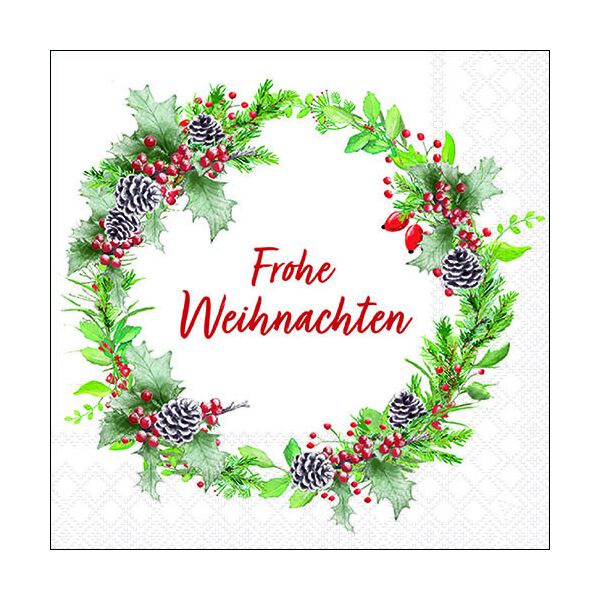 Weihnachten Servietten Lunch 33 x 33 cm 3-lagig 20 Servietten Weihnachtskranz