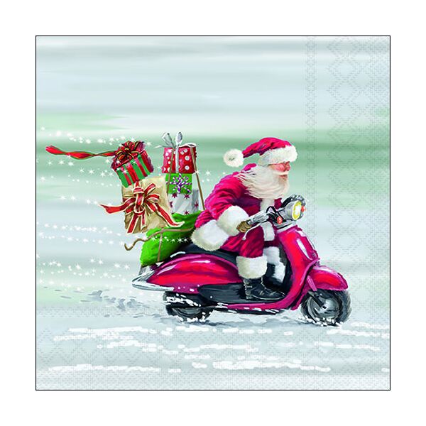 Weihnachten Servietten Format: 33 x 33 cm 3-lagig 20 Servietten Lightning Fast Santa