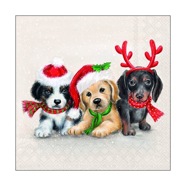 Weihnachten Servietten Format: 33 x 33 cm 3-lagig 20 Servietten Sweet Dogs
