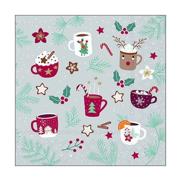A Weihnachten Servietten Lunch 33 x 33 cm 3-lagig 20 Servietten Hot Drinks Weihnachtszeit Getränke