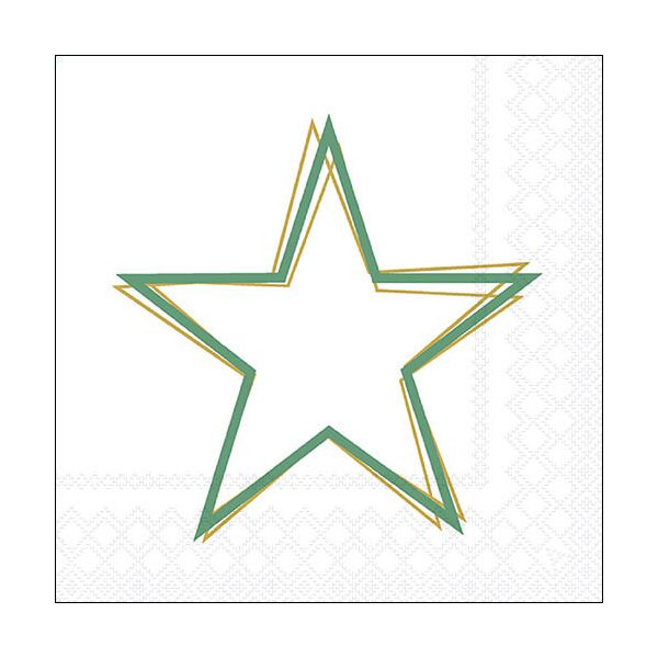 Weihnachten Servietten Format: 33 x 33 cm 3-lagig 20 Servietten Star outline green/gold