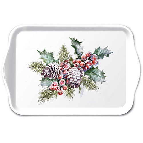 Weihnachten – Tray Melamine – Tablett – Format: 13 x 21 cm – Holly And Berries