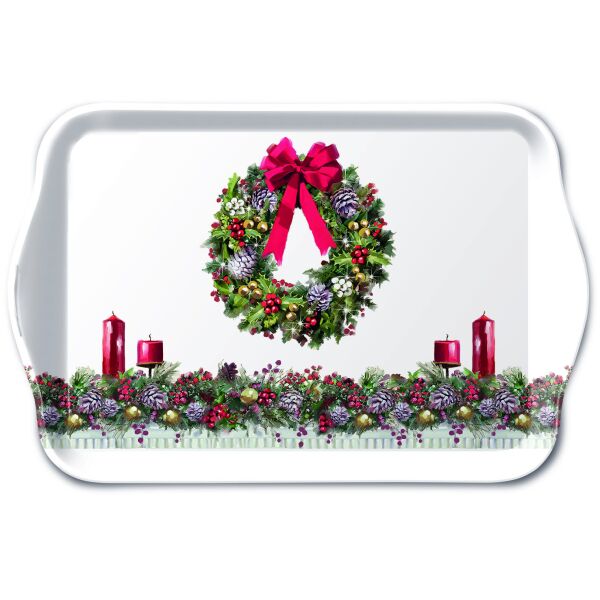 Weihnachten Tray Melamine Tablett 13x21 cm Bow on wreath