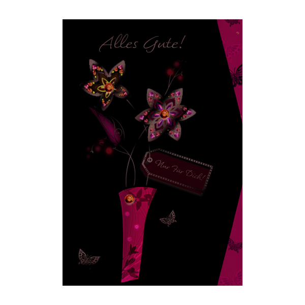 Allgemeine Wünsche - Glückwunschkarte im Format 11,5 x 17cm mit Briefumschlag - Alles Gute! - Blumen in Vase