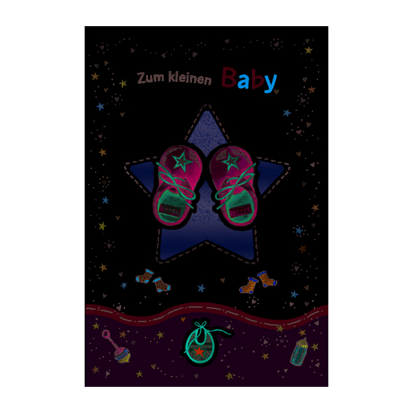 Geburt – Baby – Freudiges Ereignis - Glückwunschkarte im Format 11,5 x 17cm mit Briefumschlag - Zum kleinen Baby - Babyschuhe
