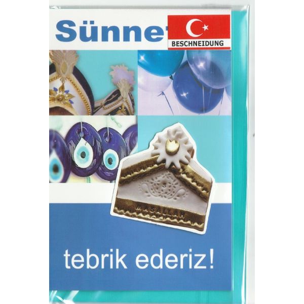 Sünnetini tebrik ederiz - Glückwunschkarte mit Umschlag Zur Beschneidung mit türkischem Text