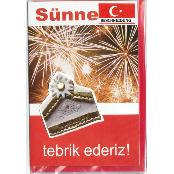 Sünnetini tebrik ederiz - Anlass: "Zur Beschneidung" rot - Format: 11,5 x 17 cm - Türkische Grußkarten - Glückwunschkarte mit türkischem Text