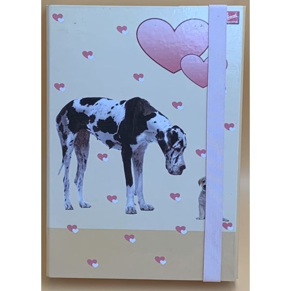 Heftbox DIN A4 Sammelbox für Schulhefte Dogge Hund Herzen