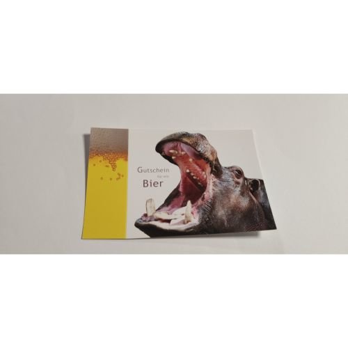Gutschein  - Postkarten – Format: 11,5 cm x 17,5 cm - Nice Moments – Gutschein für ein Bier – Nilpferd