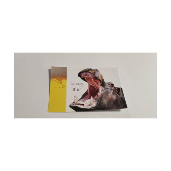 Gutschein  - Postkarten – Format: 11,5 cm x 17,5 cm - Nice Moments – Gutschein für ein Bier – Nilpferd
