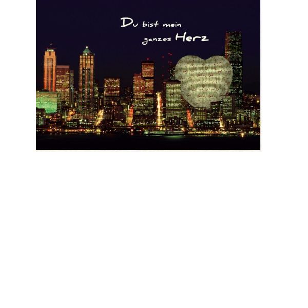 Allgemeine Wünsche  - Postkarten – Format: 11,5 cm x 17,5 cm - Nice Moments – Du bist mein ganzes Herz – Skyline mit Herz