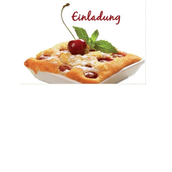 Einladung  - Postkarten – Format: 11,5 cm x 17,5 cm - Nice Moments – Einladung -  Kirschkuchen